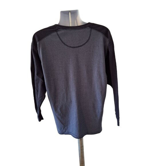 RedHead Henley Shirt Large Blue Black Long Sleeve Two Tone Grunge Casual - Picture 3 of 8